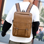 High School Men's Leather Bag Retro Backpack