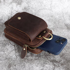 Crazy Horse Leather Men's Belt Bag First Layer Cowhide Mobile Phone Waist Of Trousers Pannier Bag