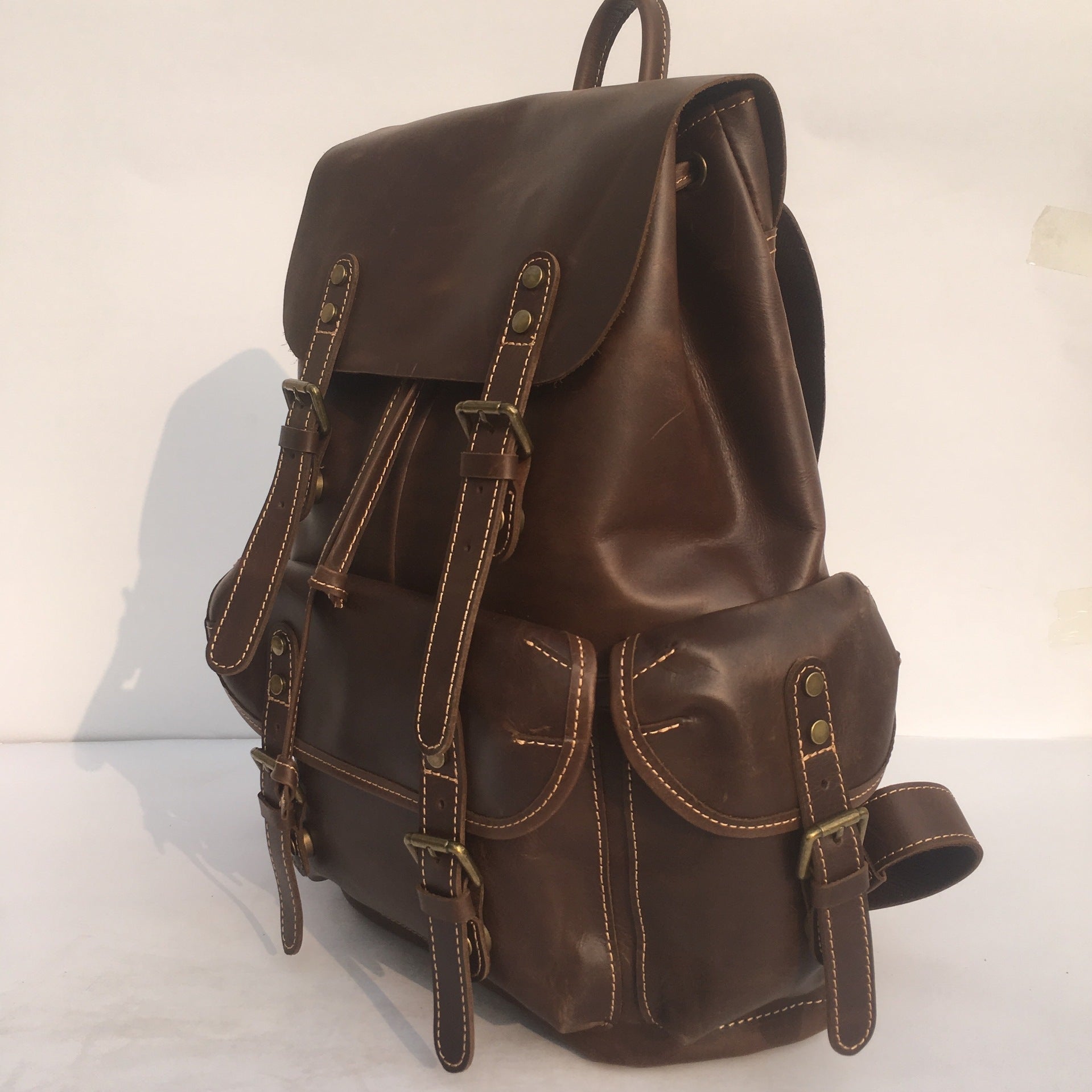 Men's Real-leather Bag Top Layer Leather Backpackage