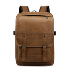 High School Men's Leather Bag Retro Backpack