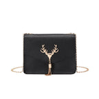 Tassel Deer Head Contrast Color Chain Small Square Leisure Phone Bag