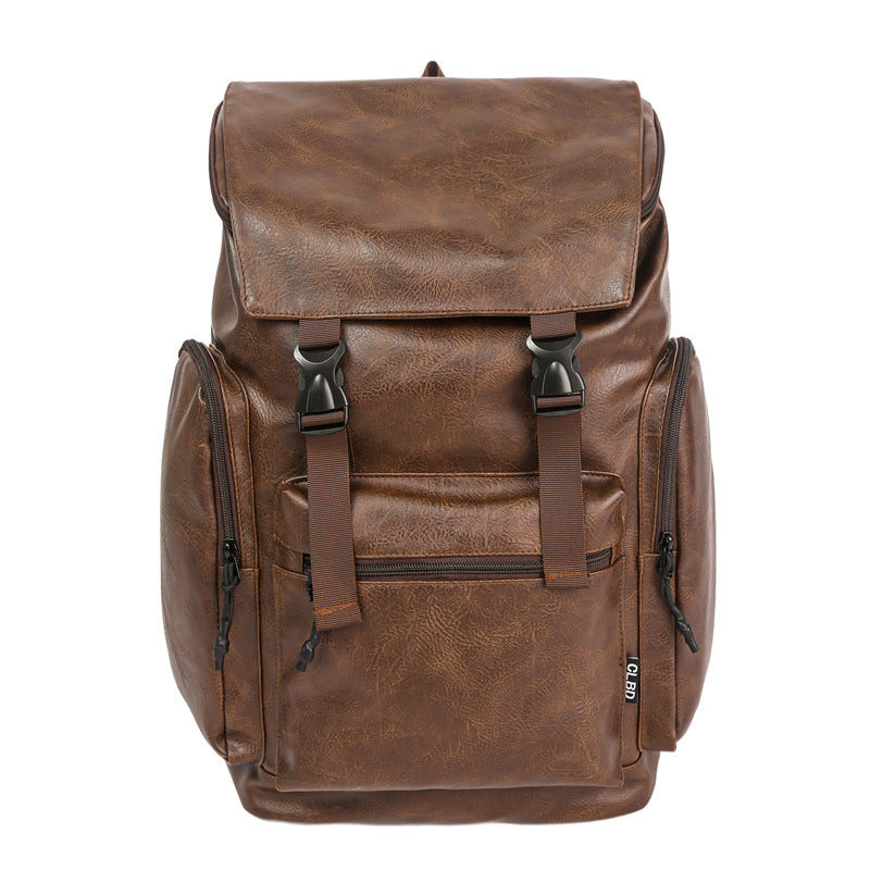 Retro Men's Leather Cowhide Women's Computer Backpack Frosted
