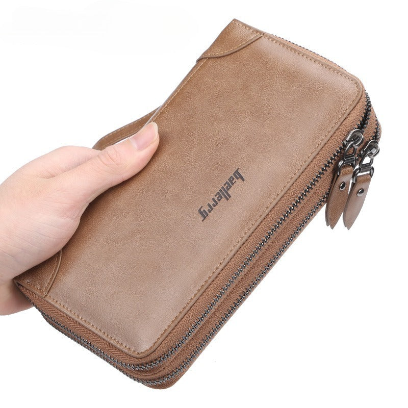 Men's Casual Double Zip Hand-held Large Capacity Multiple Card Slots Wallet