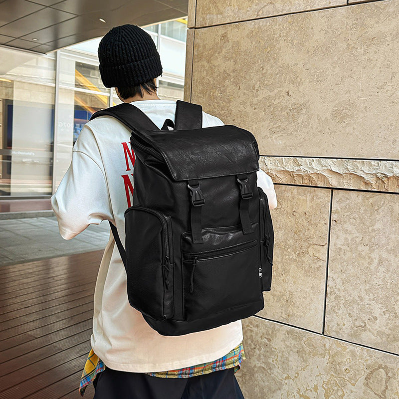 Retro Men's Leather Cowhide Women's Computer Backpack Frosted