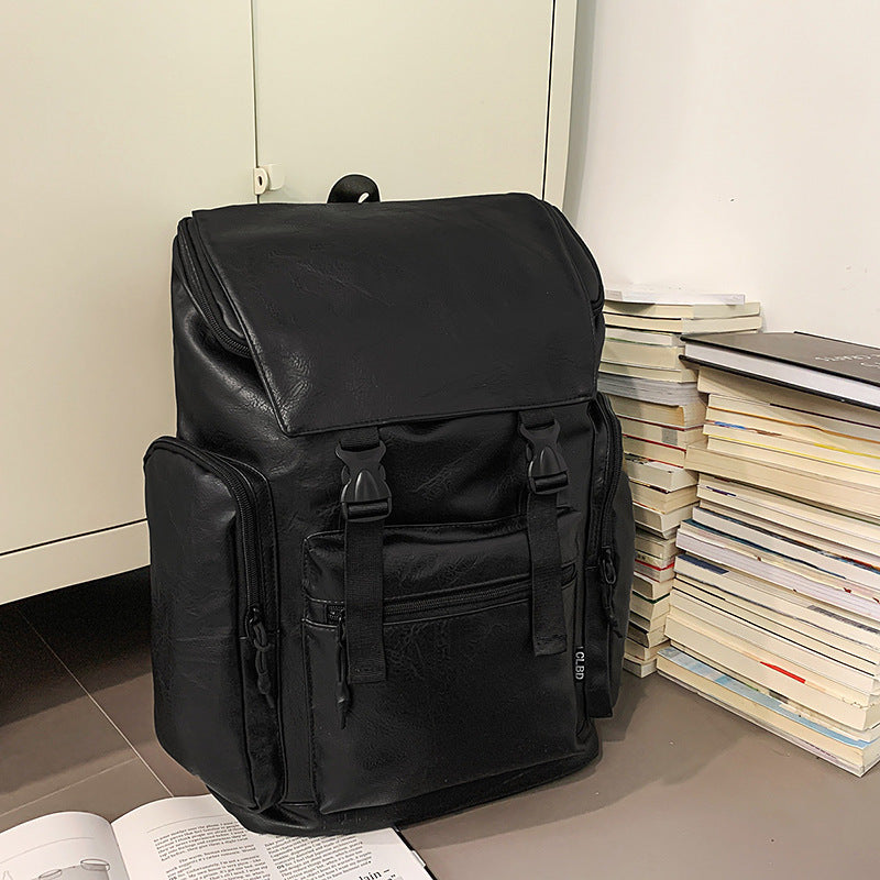 Retro Men's Leather Cowhide Women's Computer Backpack Frosted