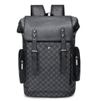 New Men's Leather Large Capacity Men & Women Trendy Plaid Backpack