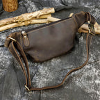 Retro Leather Fanny Pack Men's Crazy Horse Leather Chest Bag