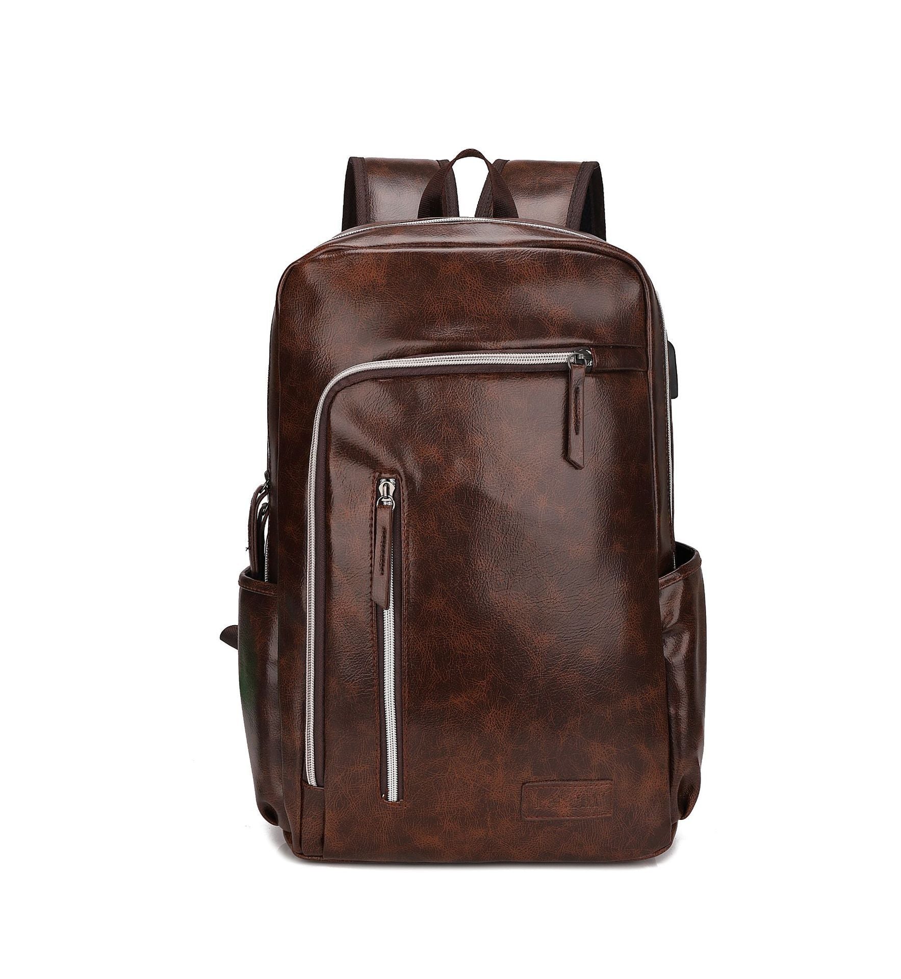 PU Leather European And American Style Men's Business Casual Backpack