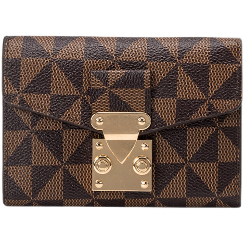 Light Luxury New Small Wallet Women's Short Lock Print Multi Card Anti Degaussing Large Capacity Folding Wallet