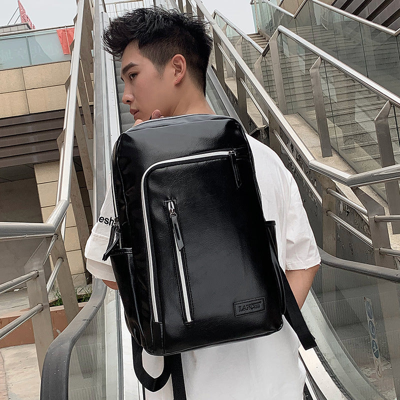 PU Leather European And American Style Men's Business Casual Backpack