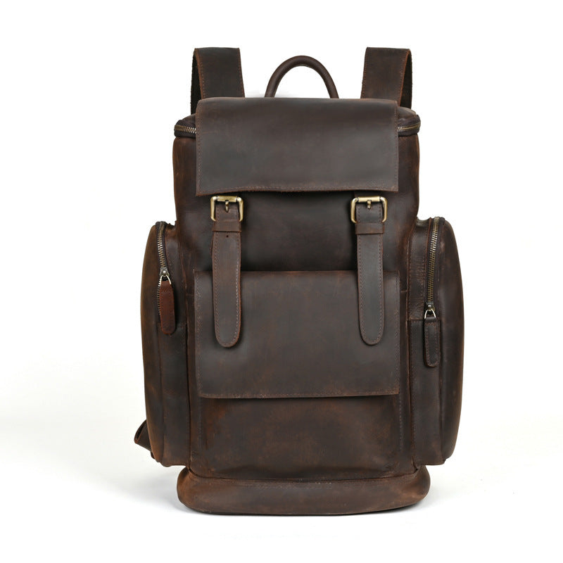 Crazy Horse Leather Men's Leather Backpack First Layer Cowhide