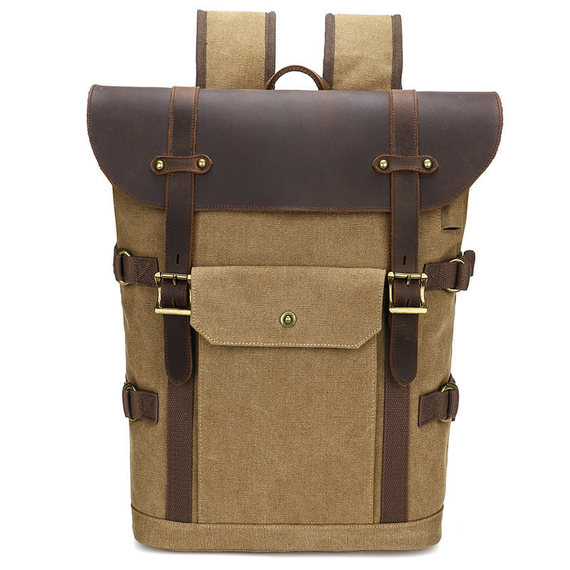 European And American Computer Crazy Horse Leather Backpack