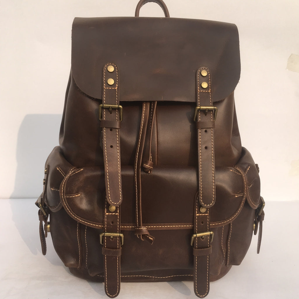 Men's Real-leather Bag Top Layer Leather Backpackage