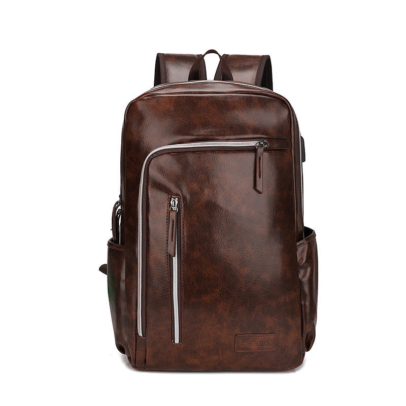 PU Leather European And American Style Men's Business Casual Backpack