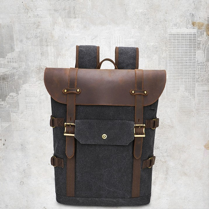 European And American Computer Crazy Horse Leather Backpack