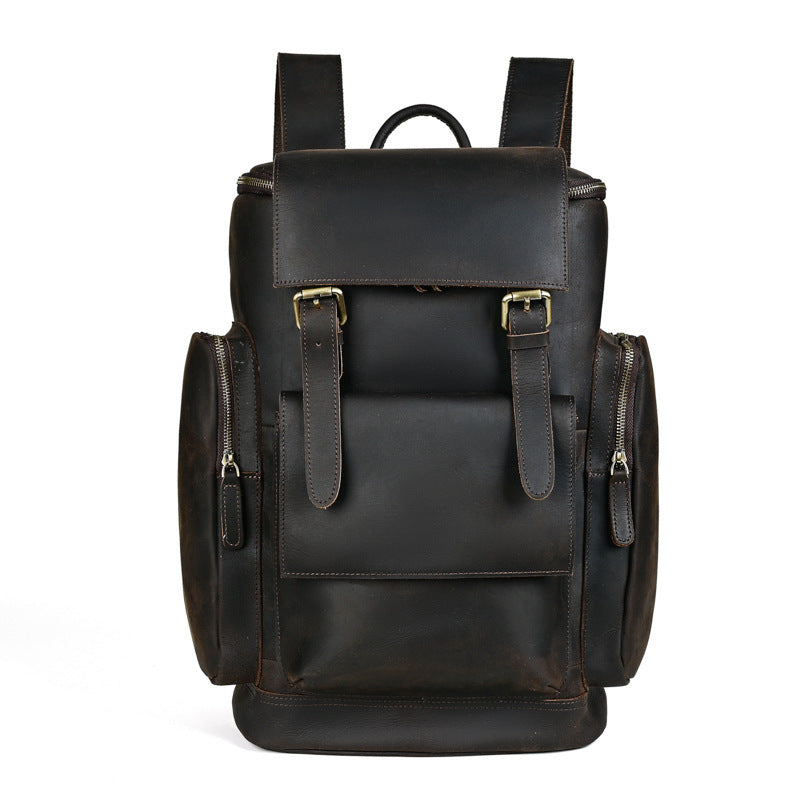Crazy Horse Leather Men's Leather Backpack First Layer Cowhide
