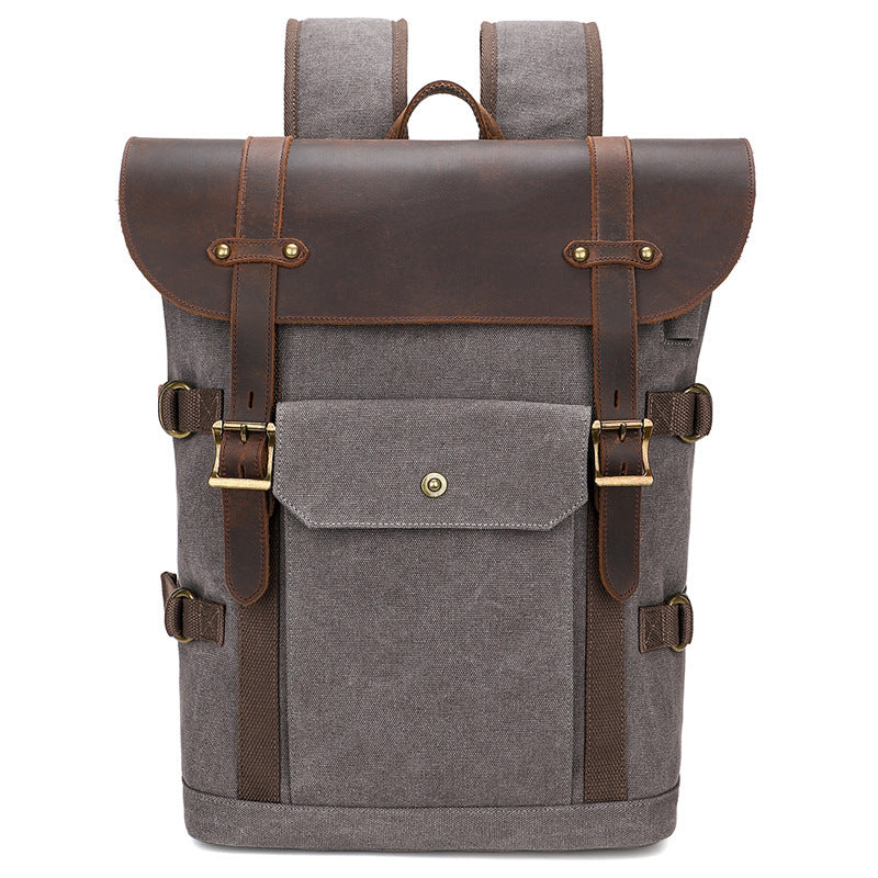 European And American Computer Crazy Horse Leather Backpack
