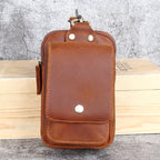 Crazy Horse Leather Men's Belt Bag First Layer Cowhide Mobile Phone Waist Of Trousers Pannier Bag