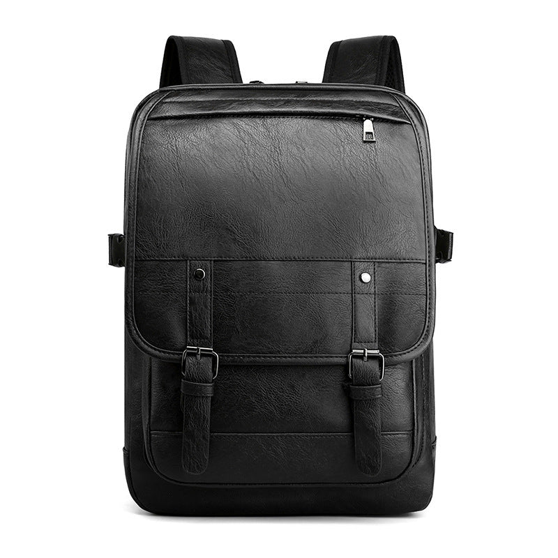 High School Men's Leather Bag Retro Backpack
